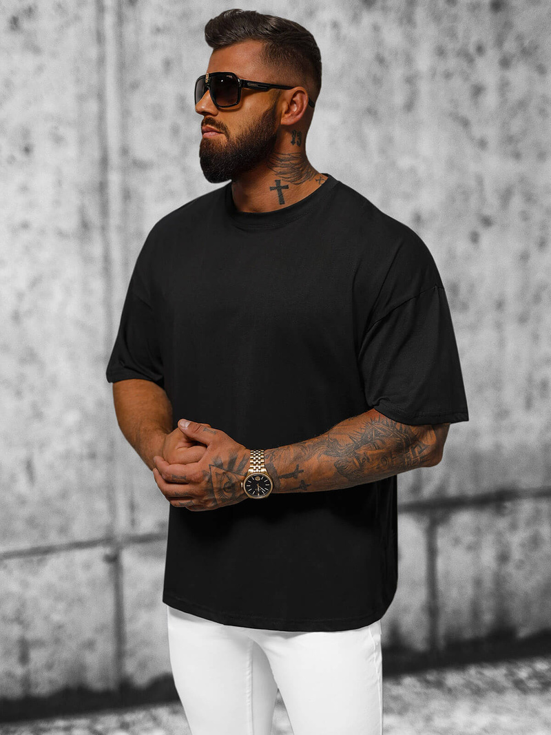 T-shirt męski oversize czarny OZONEE O/3429