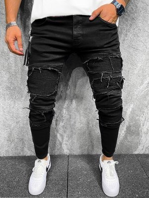 Spodnie jeansowe męskie czarne OZONEE O/B6443