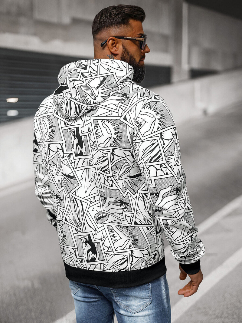 Bluza z kapturem męska biała OZONEE JS/8B1256/1