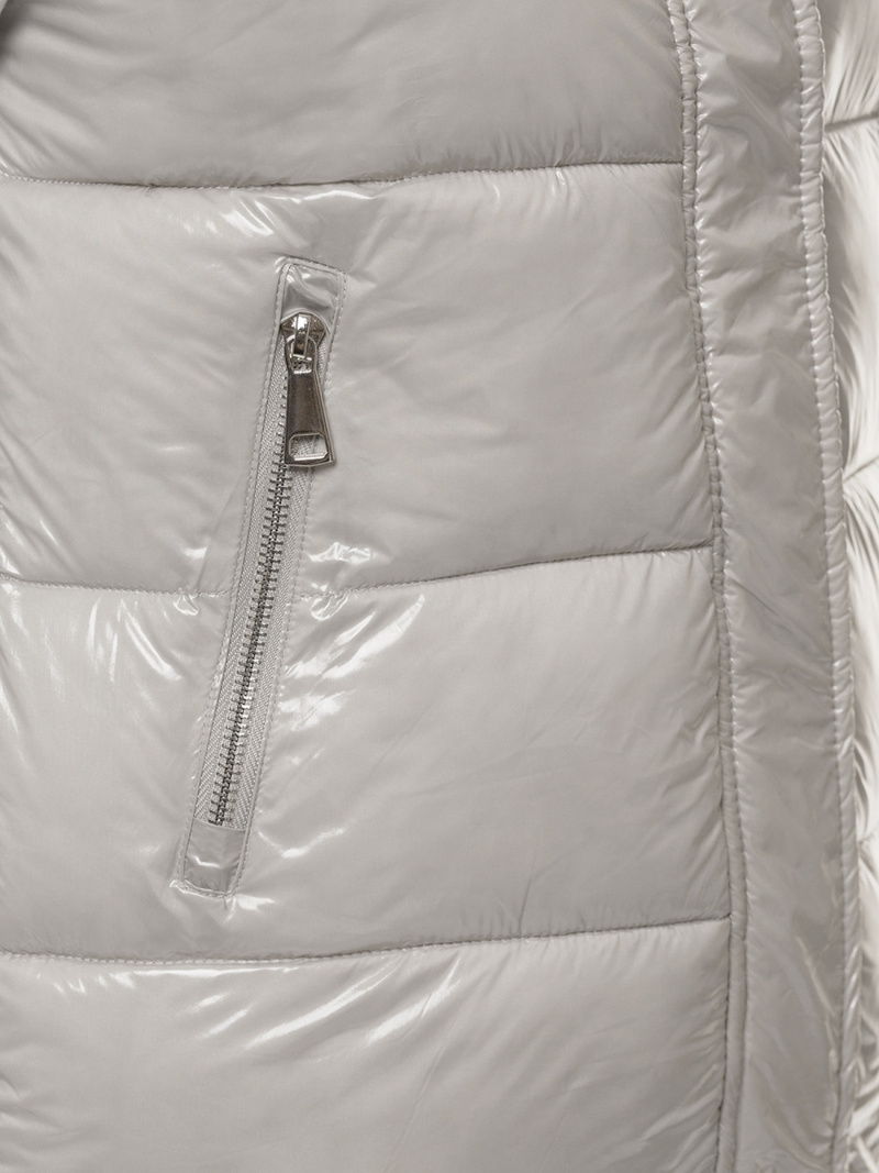 Kamizelka damska pikowana z kapturem szara OZONEE O/SW025/24