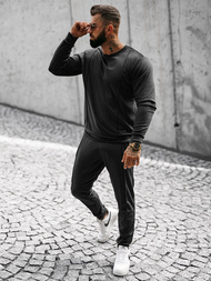 Komplet dresowy męski welurowy czarny OZONEE O/12129