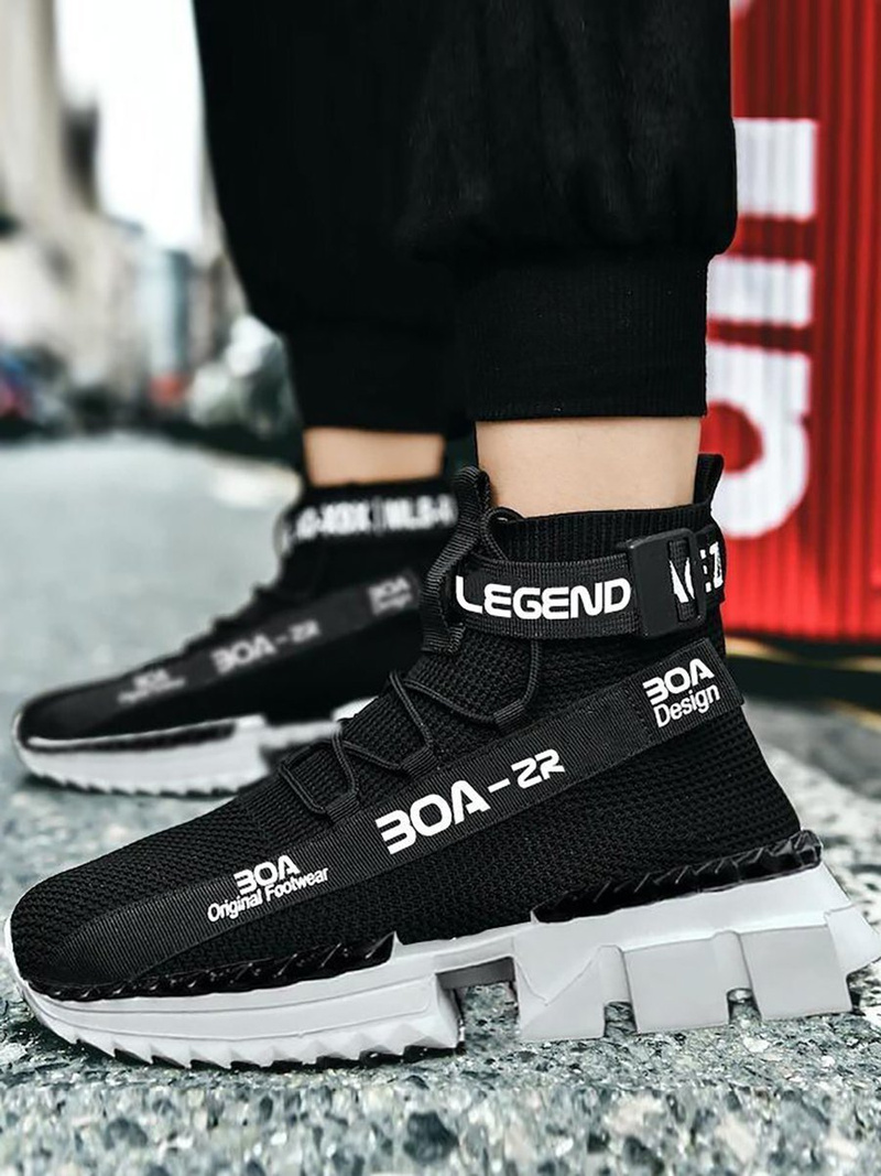 Sneakersy męskie wysokie czarno-białe OZONEE O/X700