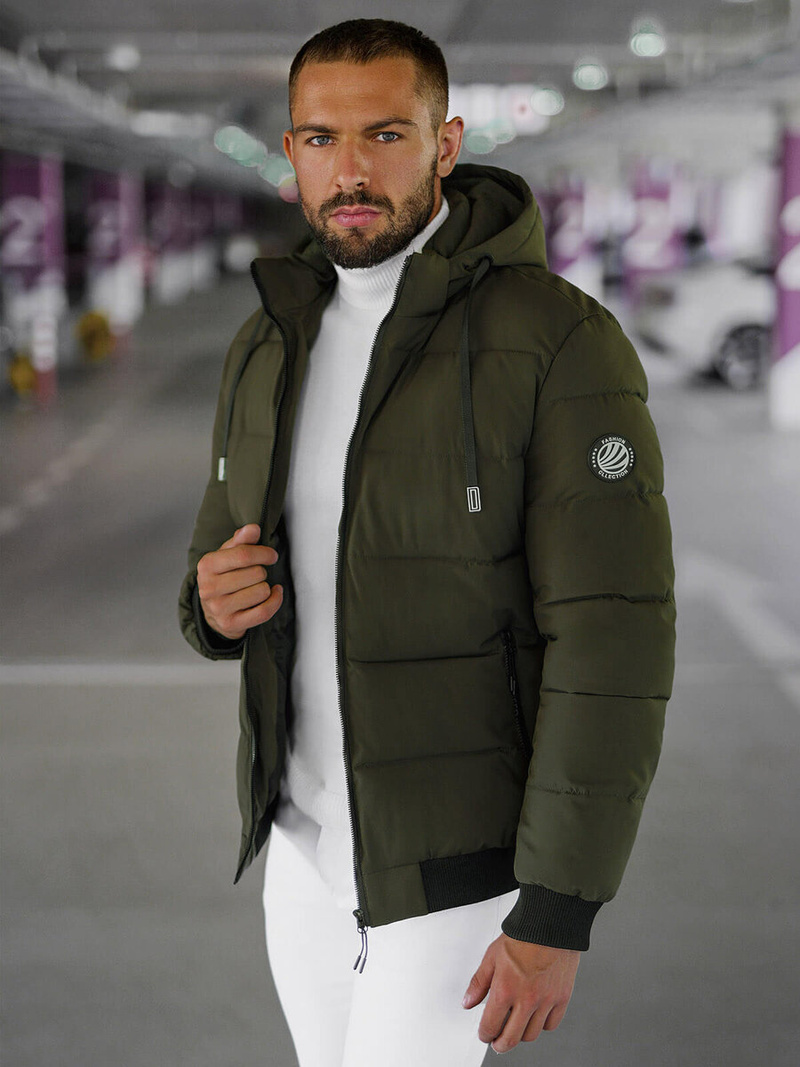 Kurtka zimowa męska ciemno-zielona OZONEE JS/31M5023/135Z
