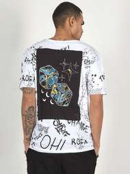 T-Shirt męski z nadrukiem biały OZONEE MR/21530