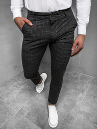 Spodnie męskie chino materiałowe grafitowe OZONEE DJ/5515