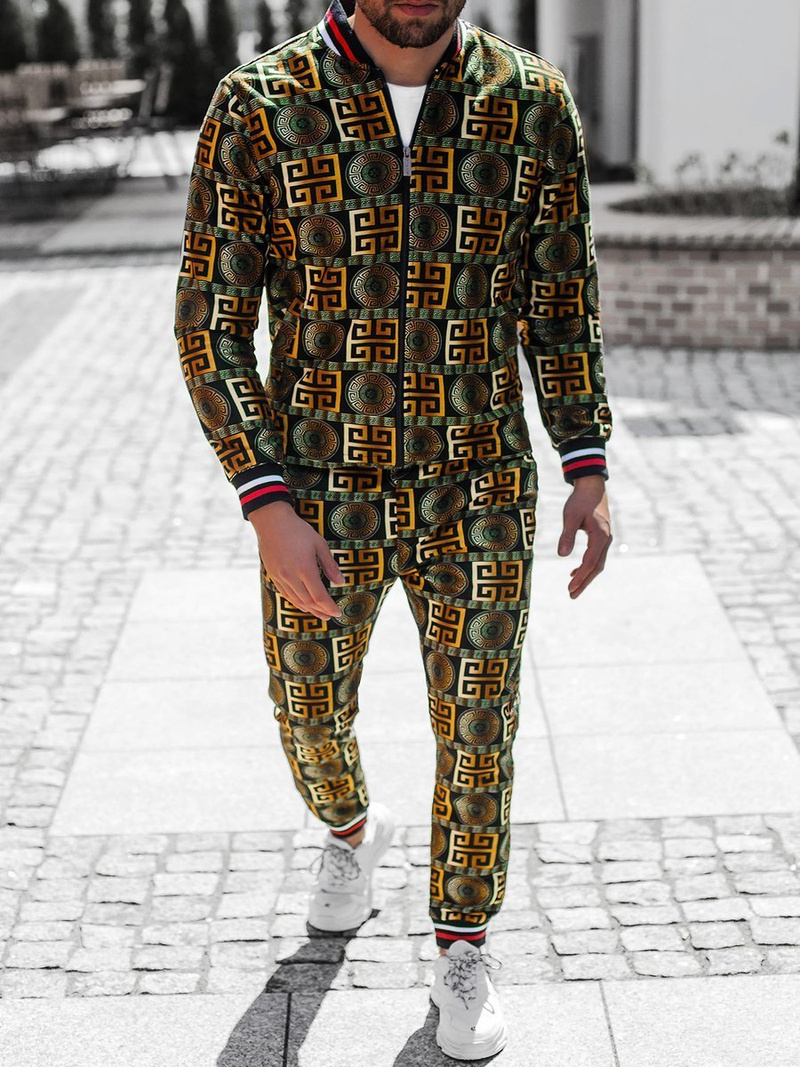 Чоловічий комплект - піджак та штани чінос чорно-золотий OZONEE O/5553/21