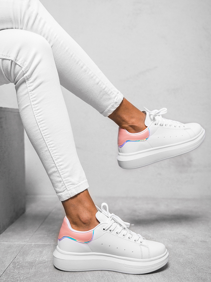 Sneakersy damskie biało-różowe OZONEE T/126
