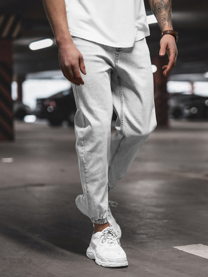 Spodnie jeansowe joggery męskie szare OZONEE DP/780Z