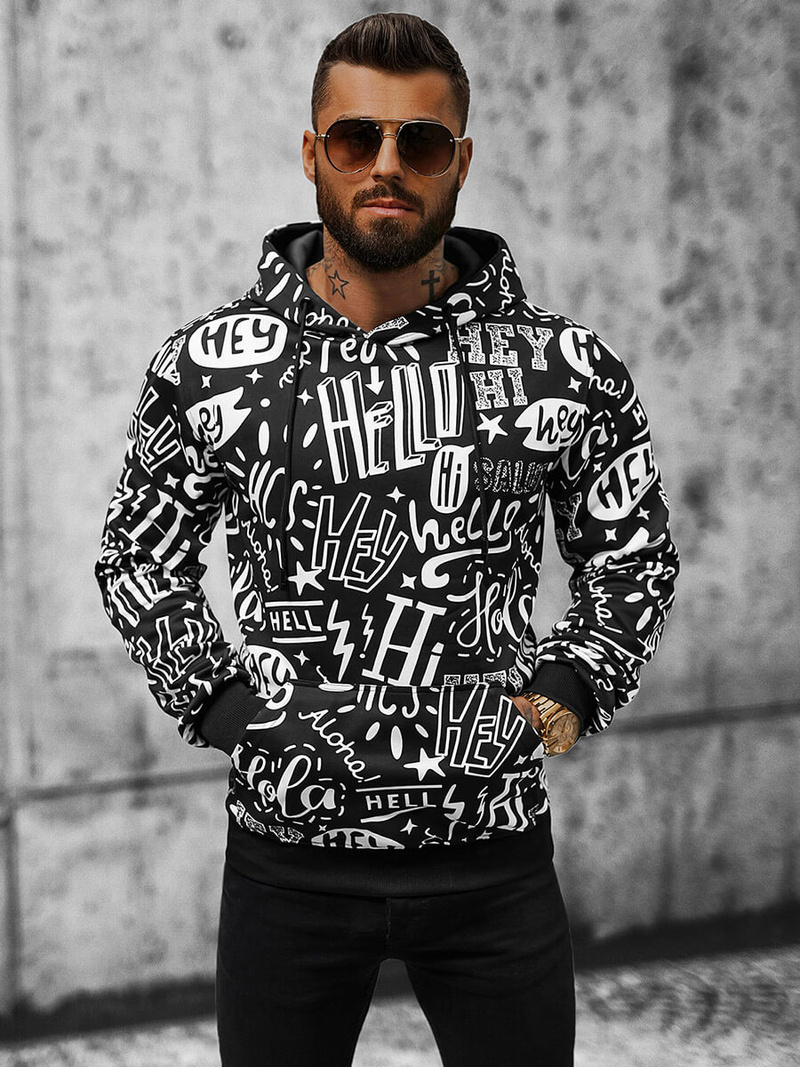 Bluza z kapturem męska czarna OZONEE JS/8B1150/1