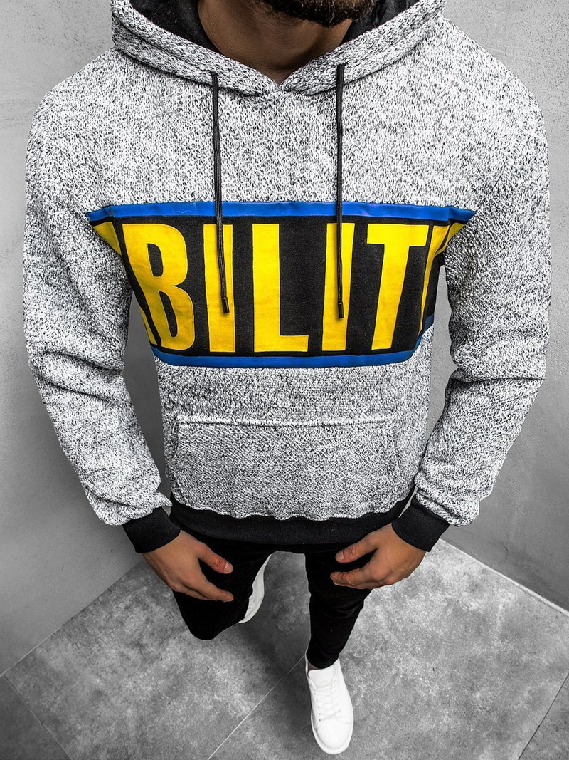 Bluza z kapturem męska szara OZONEE JS/KS1936Z