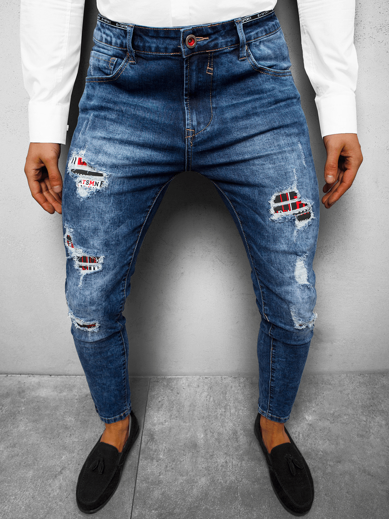 Spodnie jeansowe męskie niebieskie OZONEE DR/TF075
