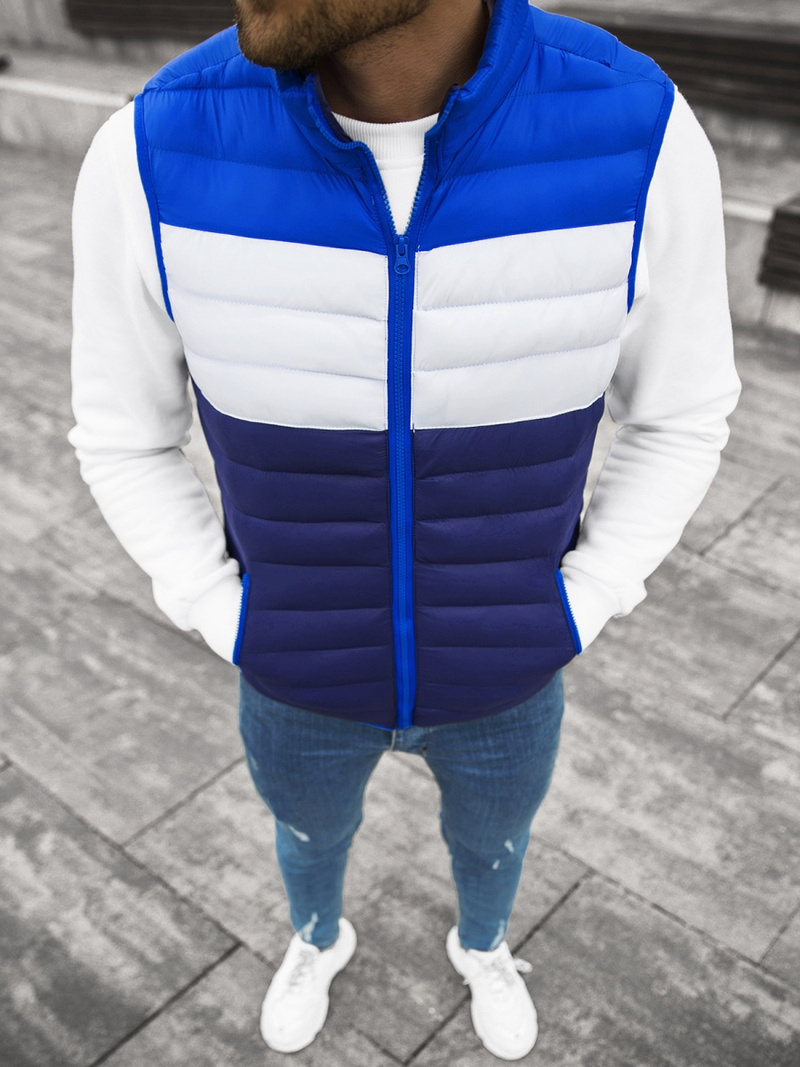 Kamizelka męska pikowana granatowo-niebieska OZONEE JS/M13076/215Z