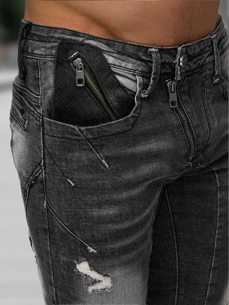 Spodnie jeansowe męskie slim fit czarne OZONEE NB/MP0045NZ