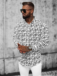 Сорочка чоловіча біло-чорна OZONEE E/9000/1Z