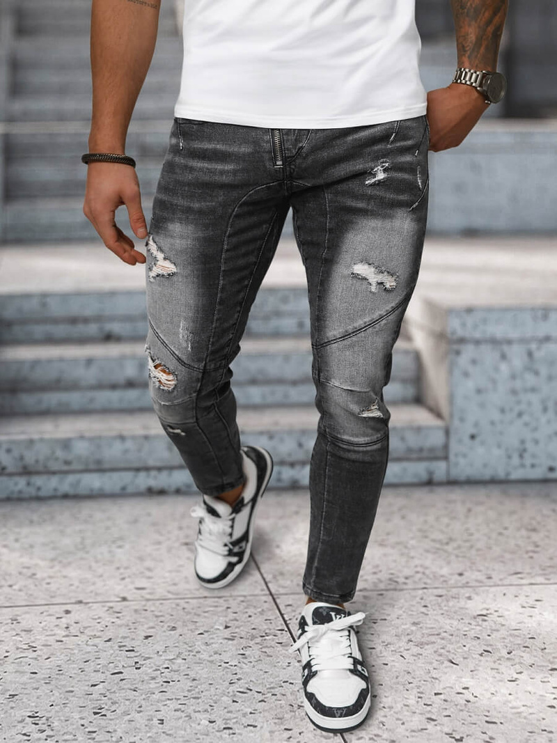 Spodnie jeansowe męskie slim fit czarne OZONEE NB/MP0045N