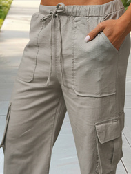 Spodnie damskie z szeroką nogawką jasno-szare OZONEE O/ZCH2275