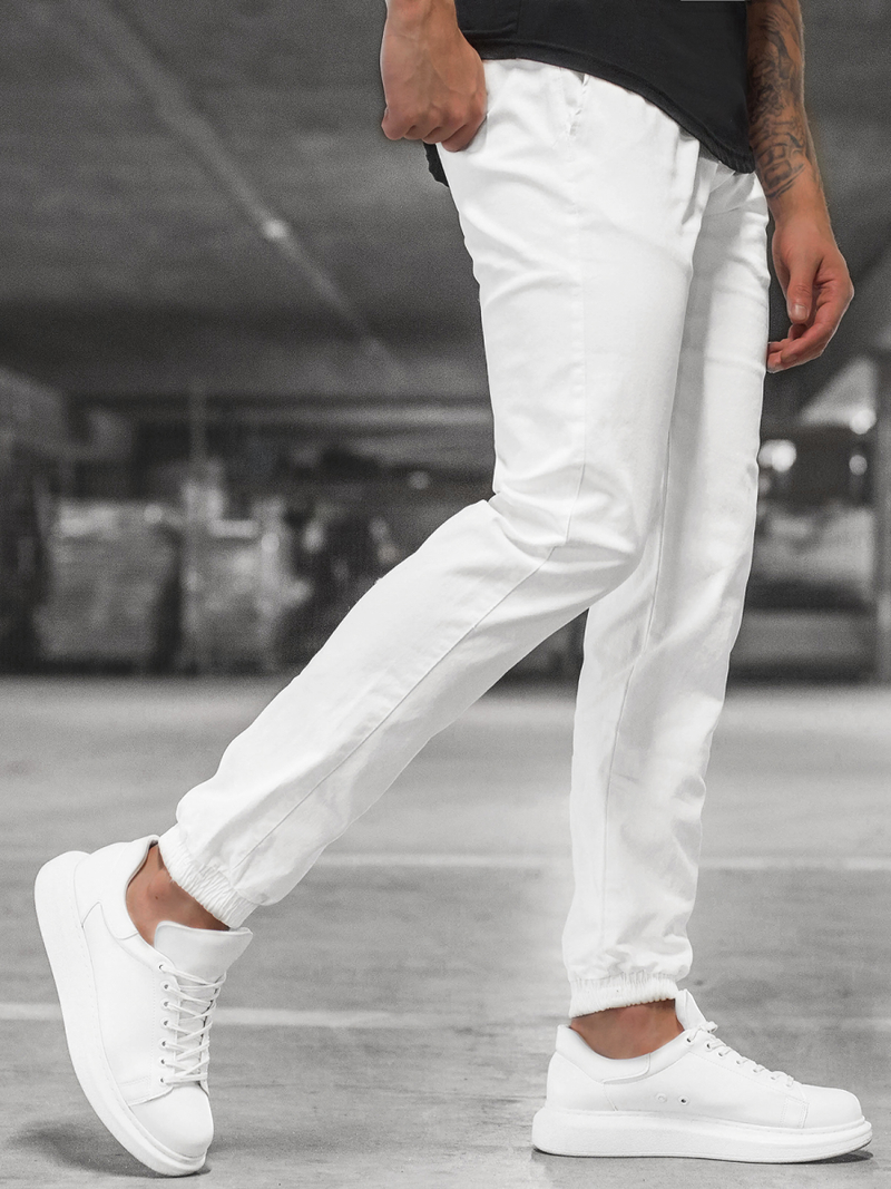 Spodnie męskie chino joggery białe OZONEE JB/JP1145/1