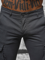 Spodnie męskie chino joggery grafitowe OZONEE NB/MP0202GS