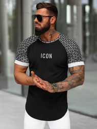 T-shirt męski slim-fit czarny OZONEE O/B1212