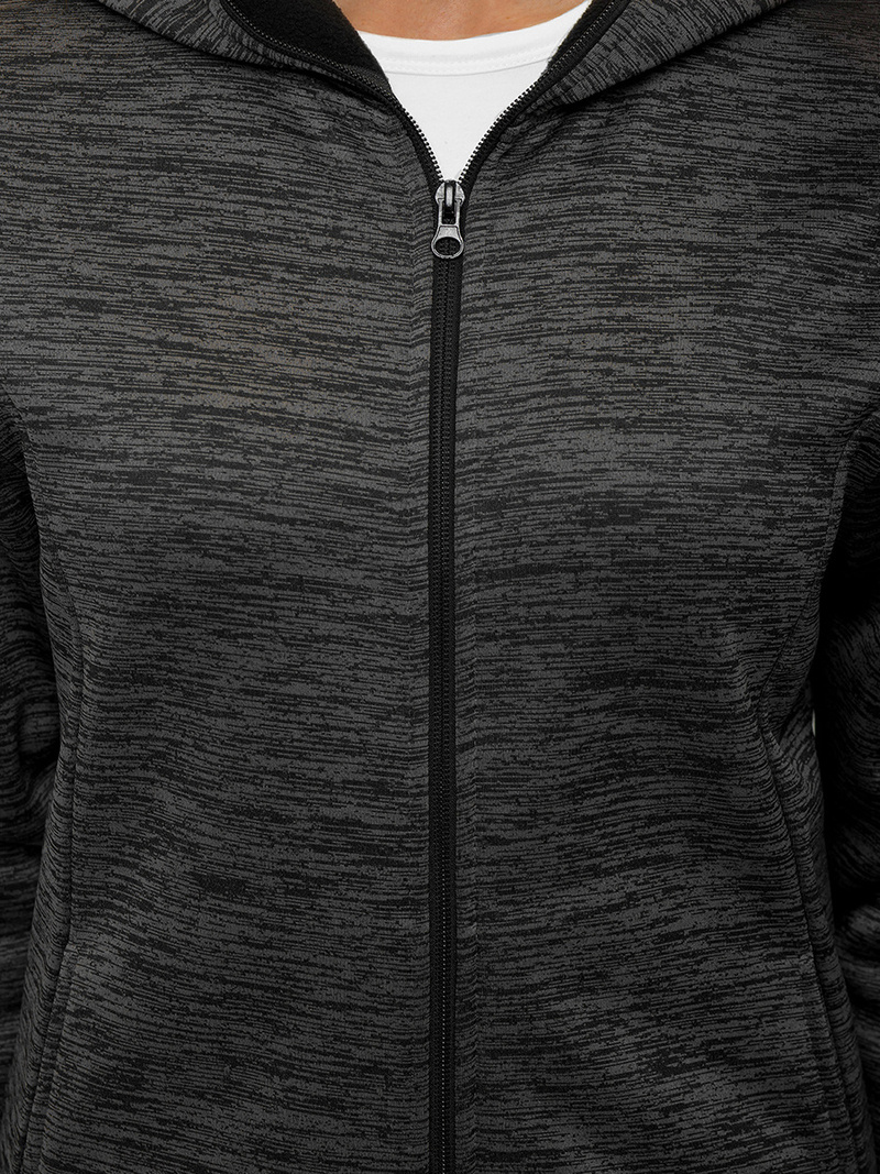 Bluza damska rozpinana z kapturem czarna OZONEE JS/HD111/1