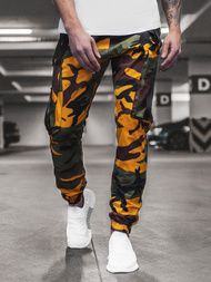 Spodnie męskie chino joggery żółte-khaki OZONEE O/11102