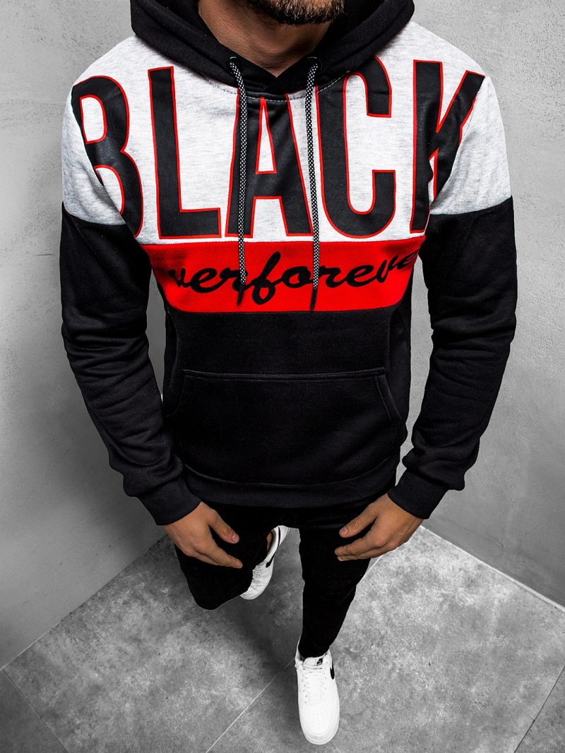 Bluza z kapturem męska czarna OZONEE JS/KS2120Z