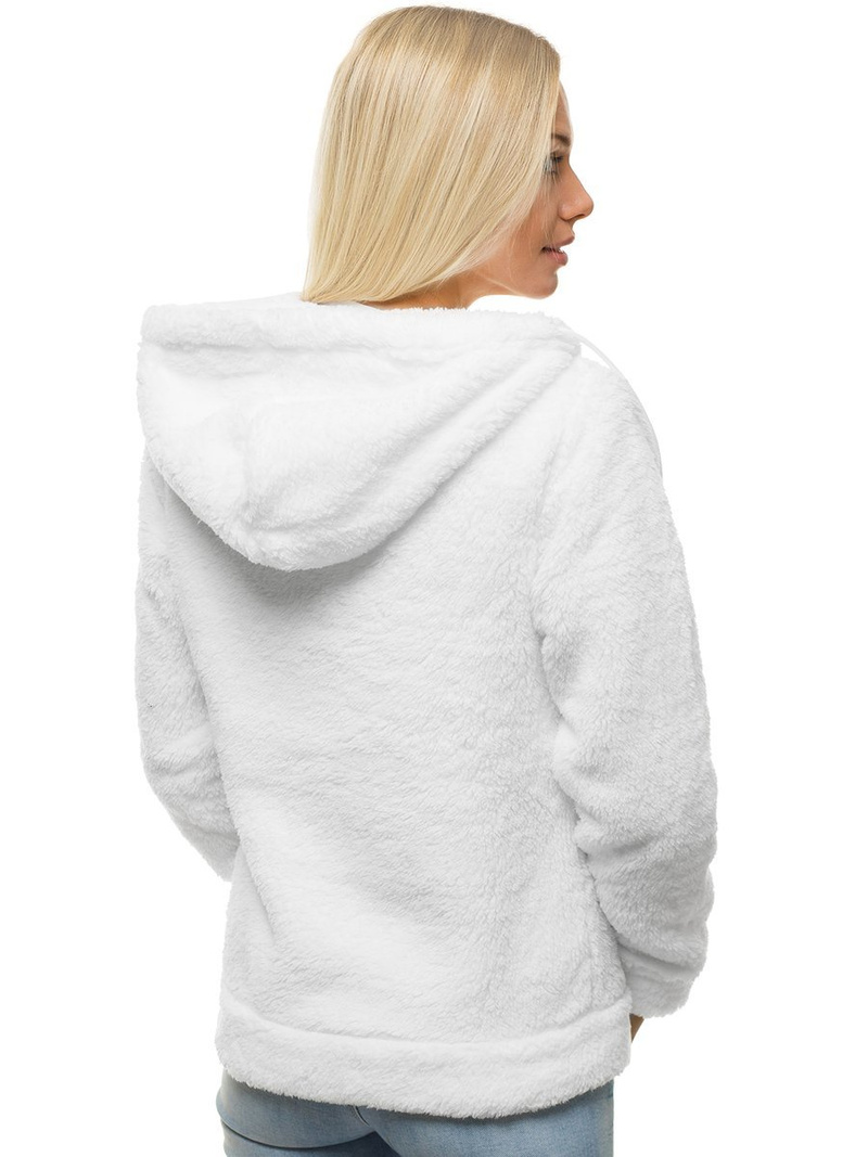 Bluza damska rozpinana z kapturem biała OZONEE JS/HH007/45