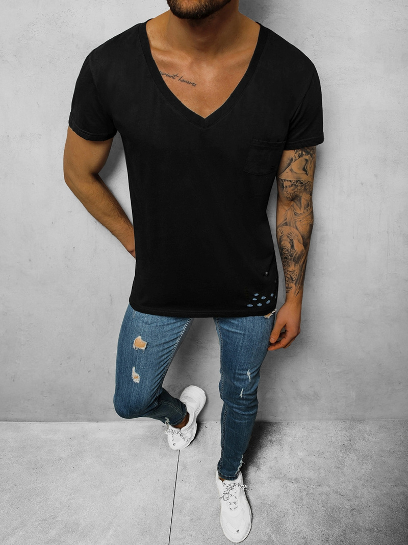 T-Shirt męski czarny OZONEE NB/3010