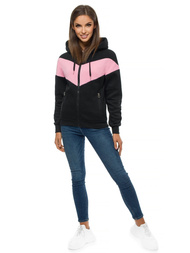 Bluza z kapturem damska czarno-różowa OZONEE JS/B26039
