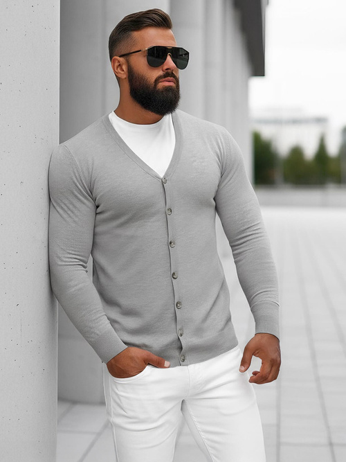 Sweter męski rozpinany szary OZONEE NB/MM6006/2Z