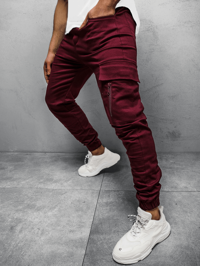 Spodnie męskie chino joggery bordowe o/11104