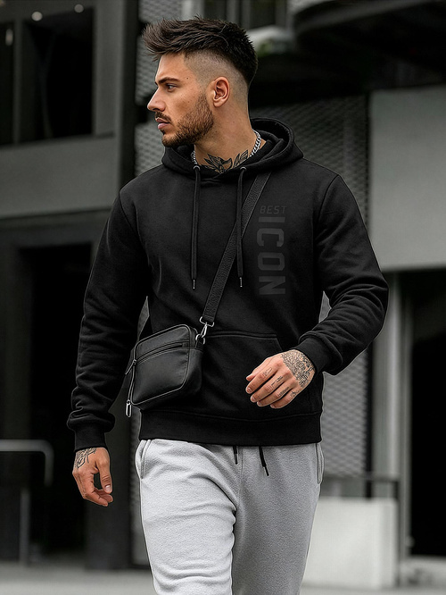Bluza z kapturem męska czarna OZONEE JS/8B1973/3