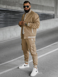 Komplet dresowy męski ciemno-beżowy OZONEE JS/27C6505/91Z