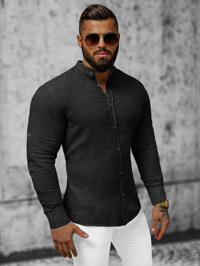 Класична сорочка чоловіча чорна OZONEE O/V40