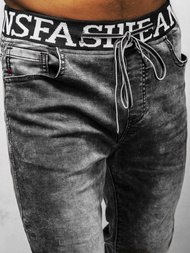 Spodnie jeansowe joggery męskie grafitowe OZONEE DR/TF116