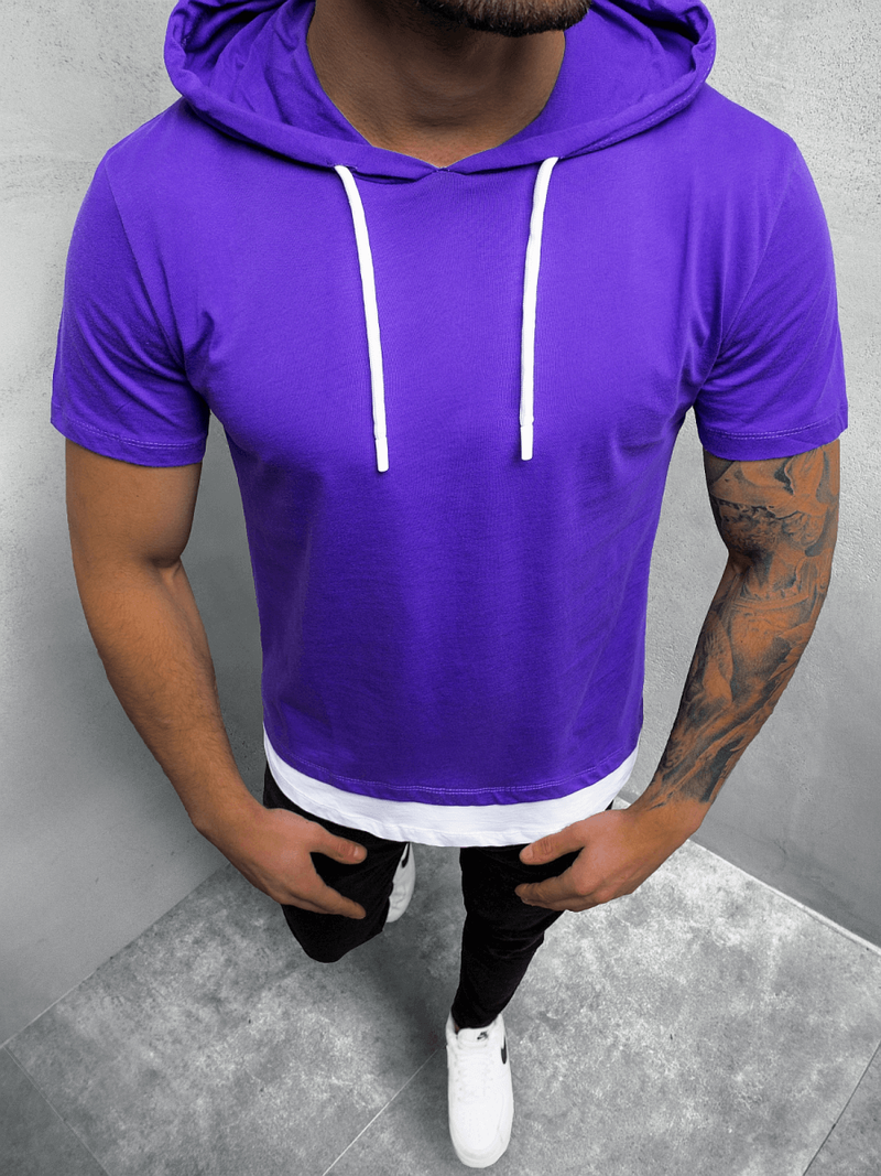 T-Shirt z kapturem męski fioletowy OZONEE MR/20220