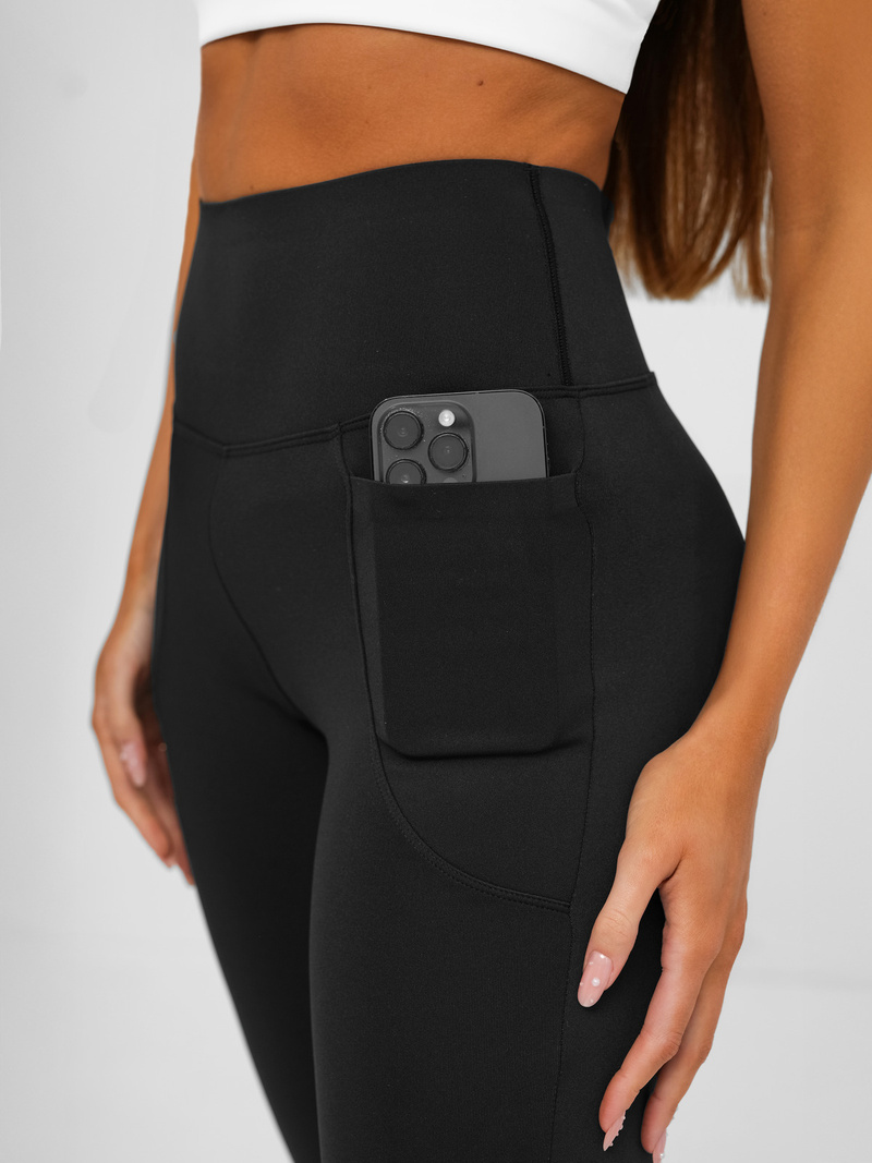 Legginsy damskie z szeroką nogawką czarne OZONEE JS/13K1810/3