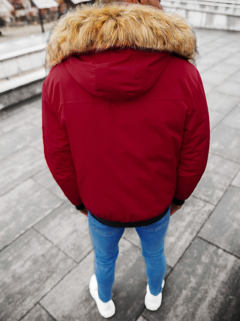 Kurtka zimowa męska z futerkiem bordowa OZONEE JS/M2019/6Z