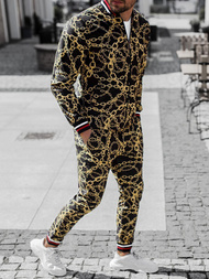 Komplet męski - kurtka I spodnie chino czarno-złoty OZONEE O/5555/21