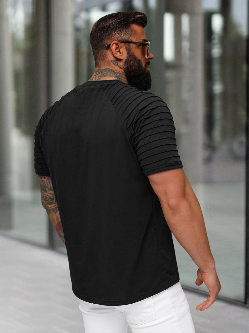 T-shirt męski czarny OZONEE JS/8T88/3Z