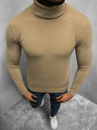 Sweter męski golf beżowy OZONEE TMK/YY02/11Z