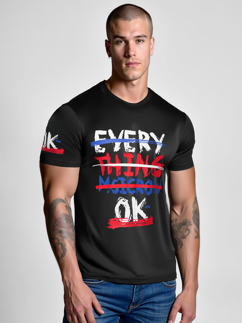 T-shirt męski czarny OZONEE O/8T1266/3Z