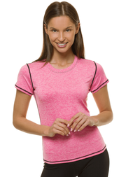 T-Shirt damski bez nadruku różowy OZONEE JS/A2165