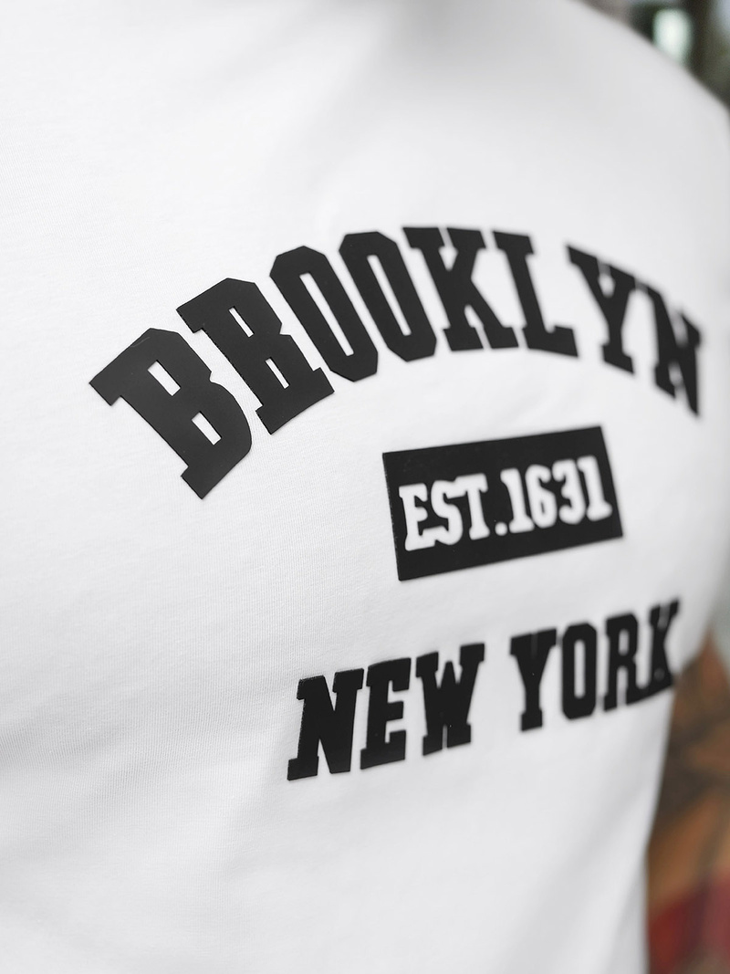 T-shirt męski slim fit biały OZONEE NB/MT3134