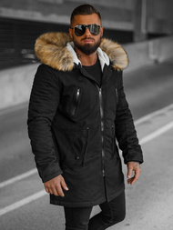 Kurtka zimowa męska parka z futerkiem czarna OZONEE JD/390Z