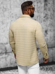 Bluza męska z kołnierzykiem beżowa OZONEE O/TB2271