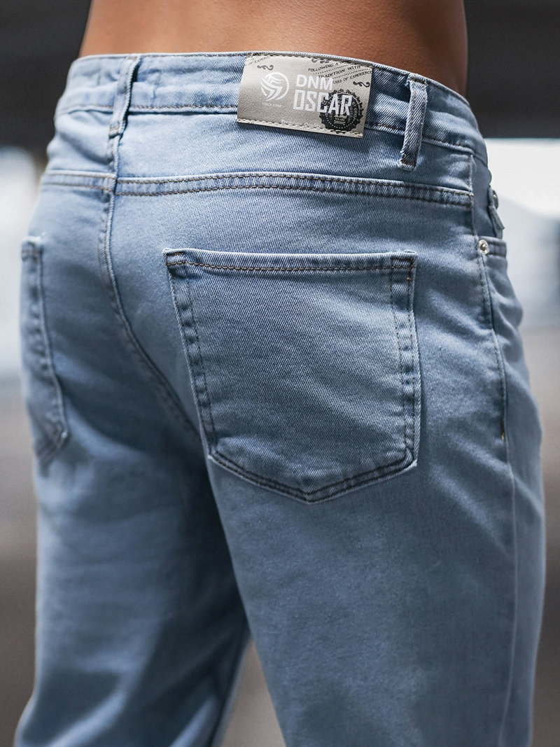 Spodnie jeansowe joggery męskie niebieskie OZONEE DO/6115/2