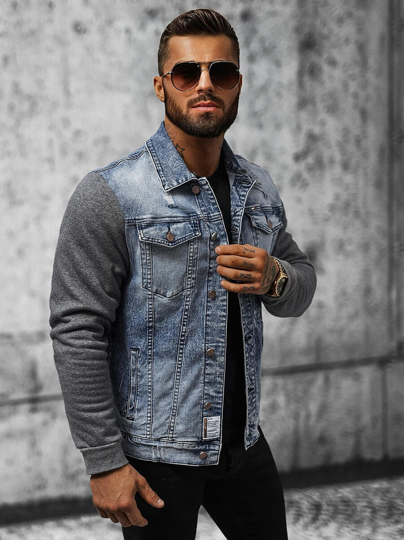 Чоловіча джинсова куртка Синя OZONEE NB/MJ537B