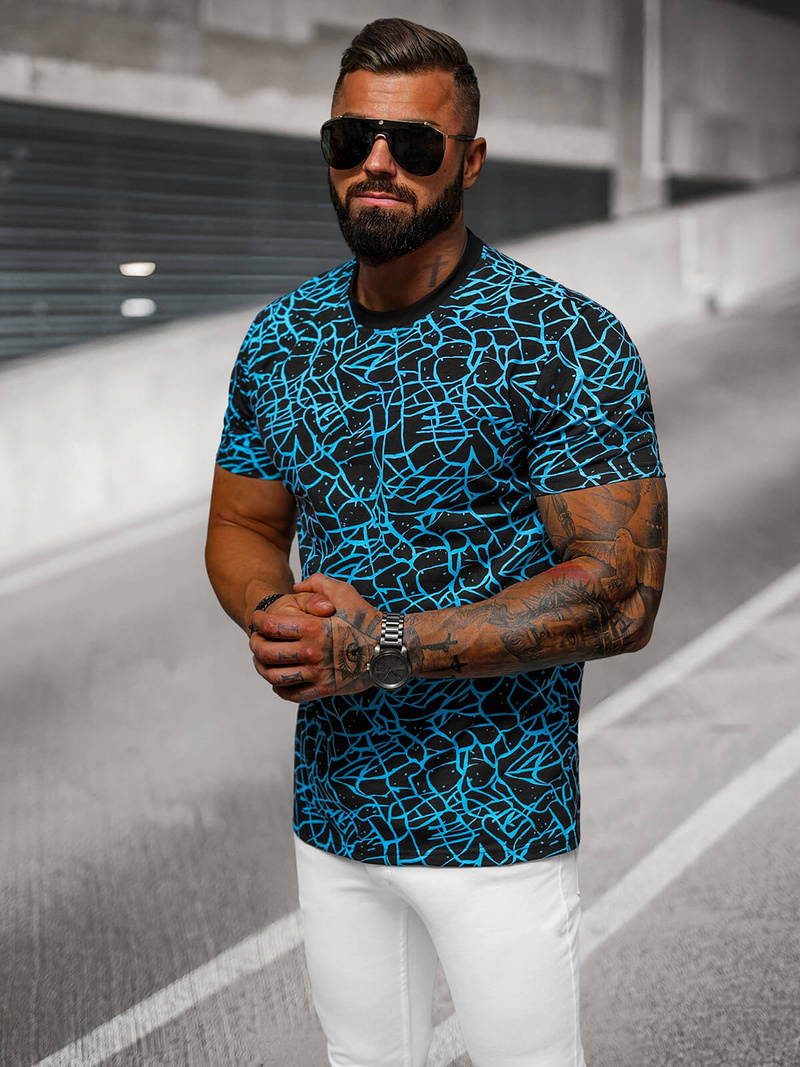 T-shirt męski czarny OZONEE JS/8T1199/3