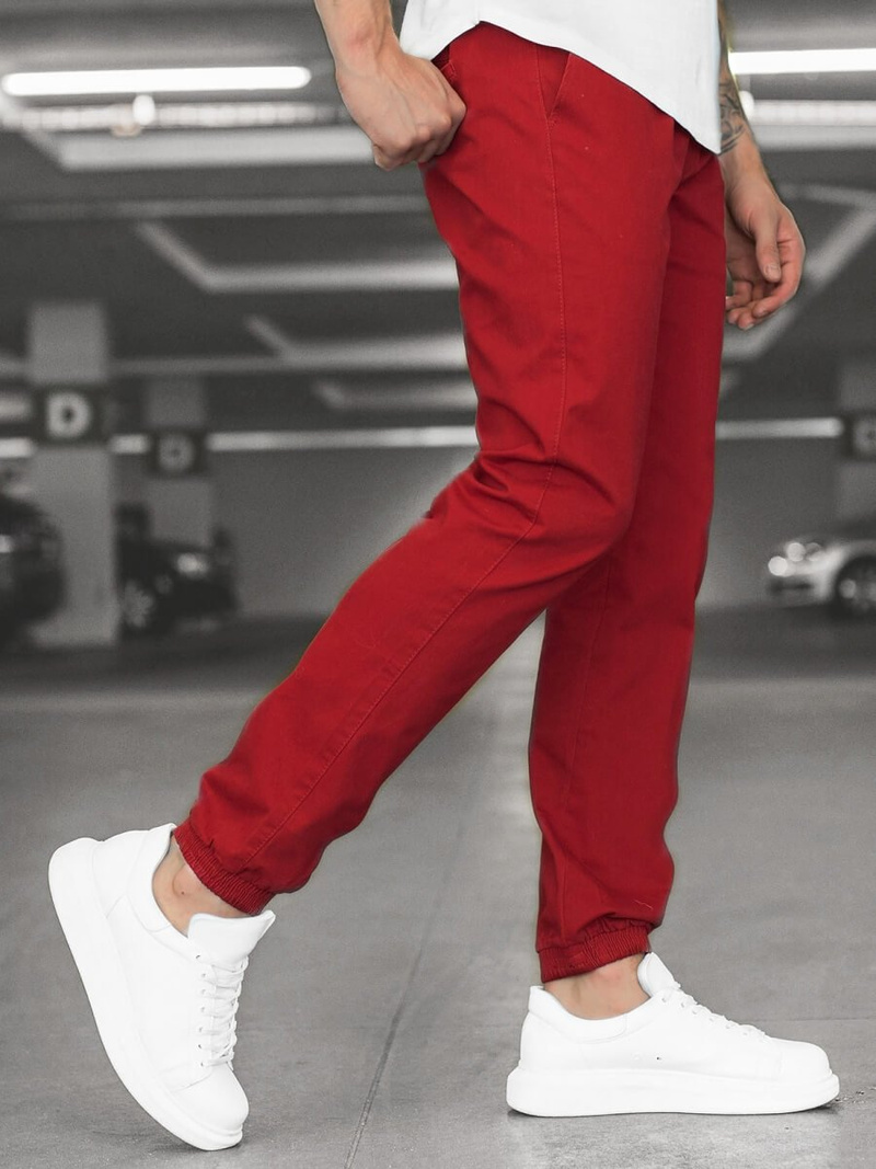 Spodnie męskie chino joggery bordowe OZONEE JB/JP1145/3